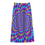 Abstract Dizzy Moving Optical Illusion Cotton Front Slit Maxi Skirt