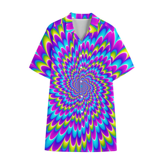 Abstract Dizzy Moving Optical Illusion Cotton Hawaiian Shirt