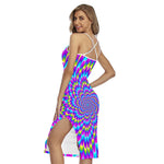 Abstract Dizzy Moving Optical Illusion Cross Back Cami Dress