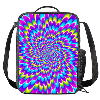 Abstract Dizzy Moving Optical Illusion Crossbody Lunch Bag
