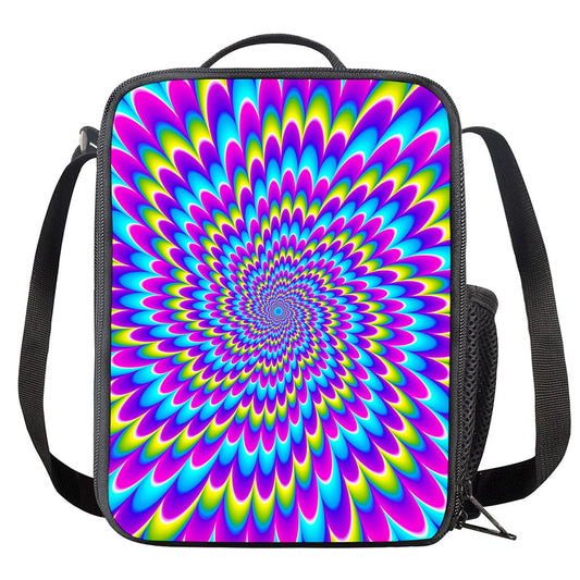 Abstract Dizzy Moving Optical Illusion Crossbody Lunch Bag