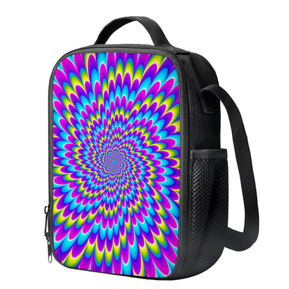 Abstract Dizzy Moving Optical Illusion Crossbody Lunch Bag