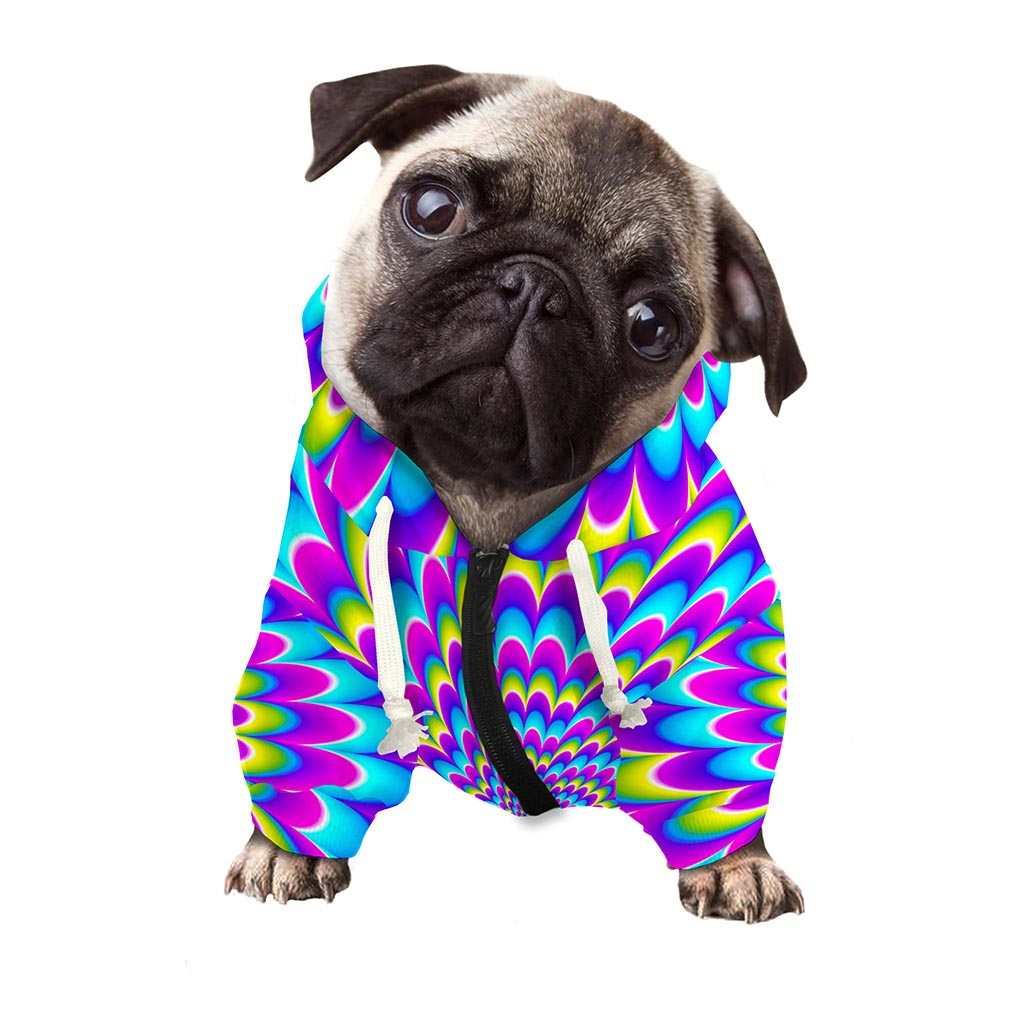 Abstract Dizzy Moving Optical Illusion Dog Zip Up Hoodie