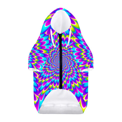 Abstract Dizzy Moving Optical Illusion Dog Zip Up Hoodie