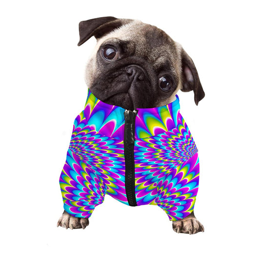 Abstract Dizzy Moving Optical Illusion Dog Zip Up Jacket