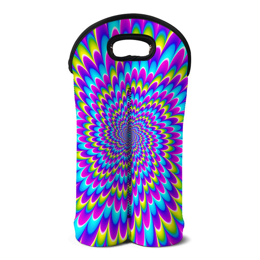 Abstract Dizzy Moving Optical Illusion Double Neoprene Wine Tote