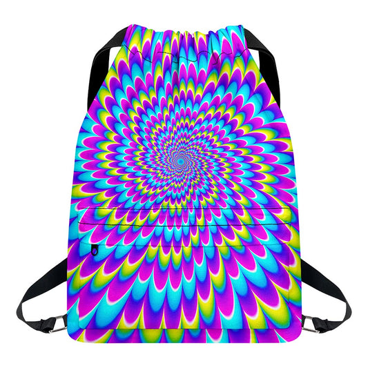 Abstract Dizzy Moving Optical Illusion Drawstring Backpack