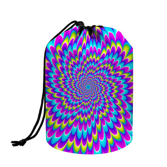 Abstract Dizzy Moving Optical Illusion Drawstring Makeup Bag