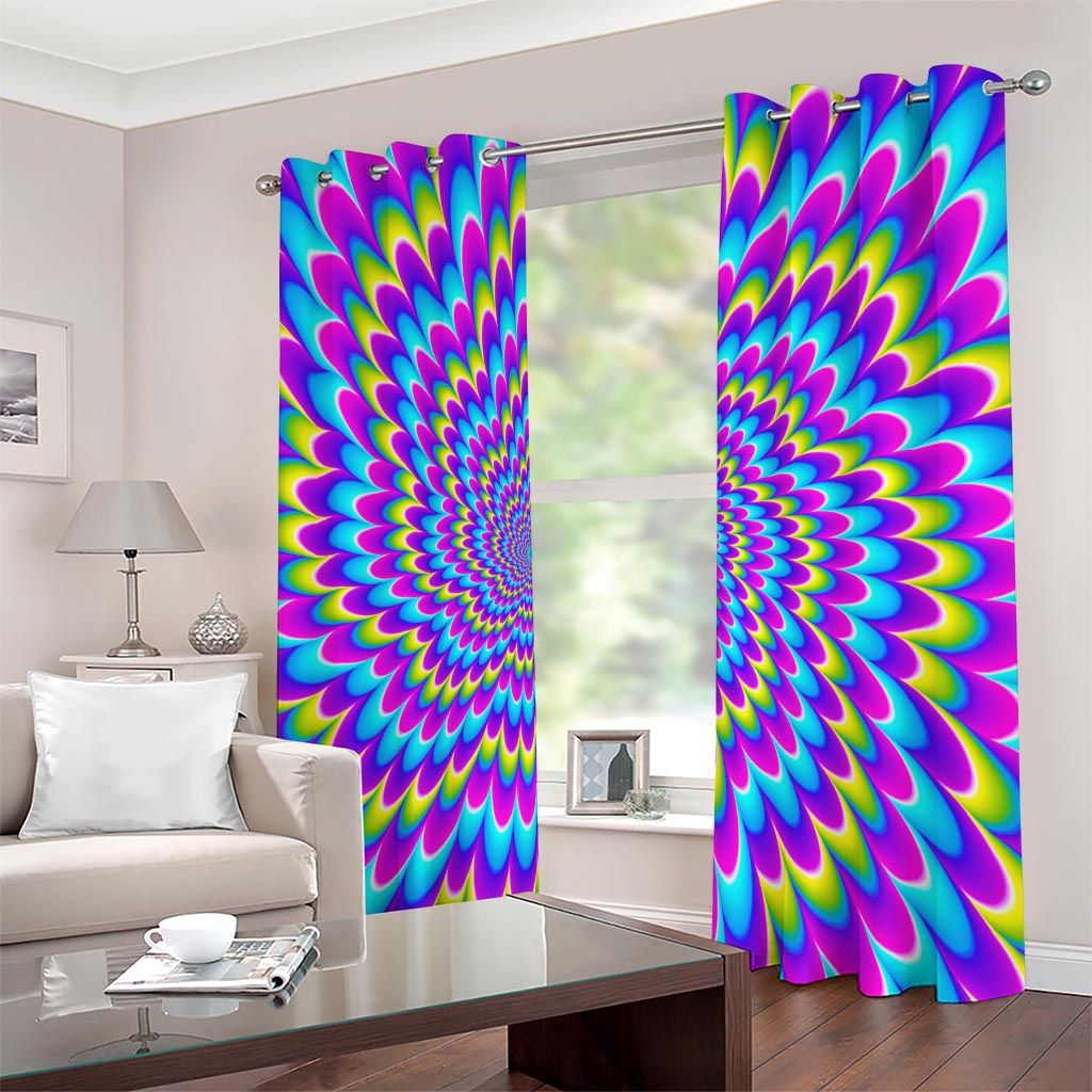 Abstract Dizzy Moving Optical Illusion Extra Wide Grommet Curtains
