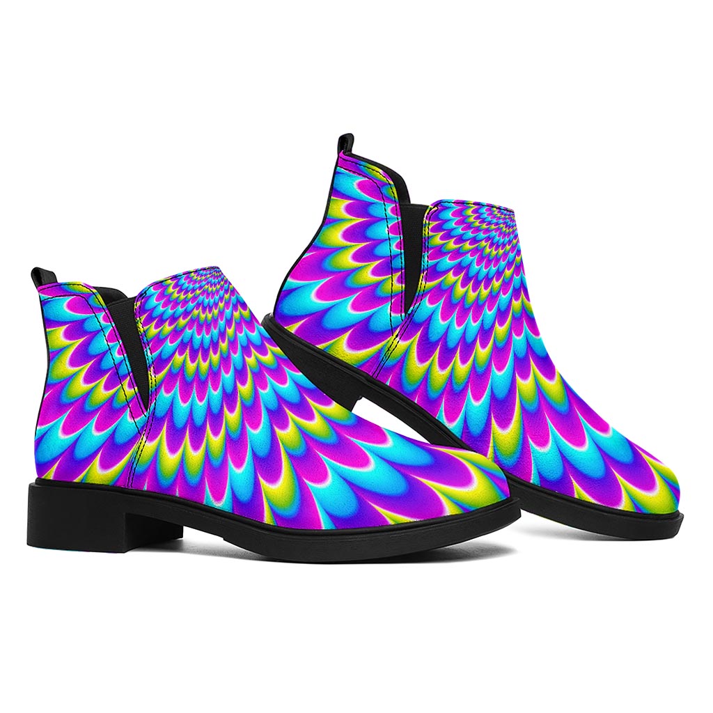 Abstract Dizzy Moving Optical Illusion Flat Ankle Boots