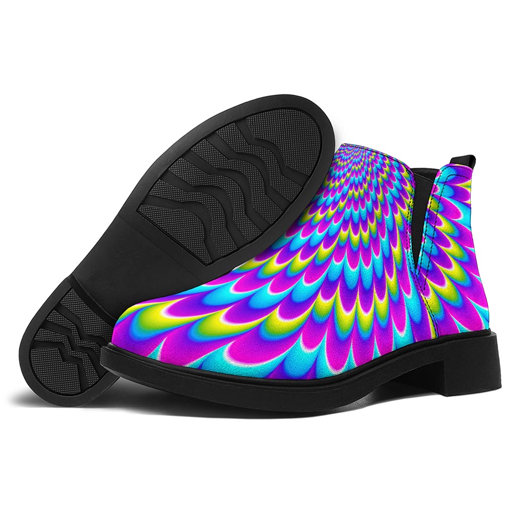 Abstract Dizzy Moving Optical Illusion Flat Ankle Boots