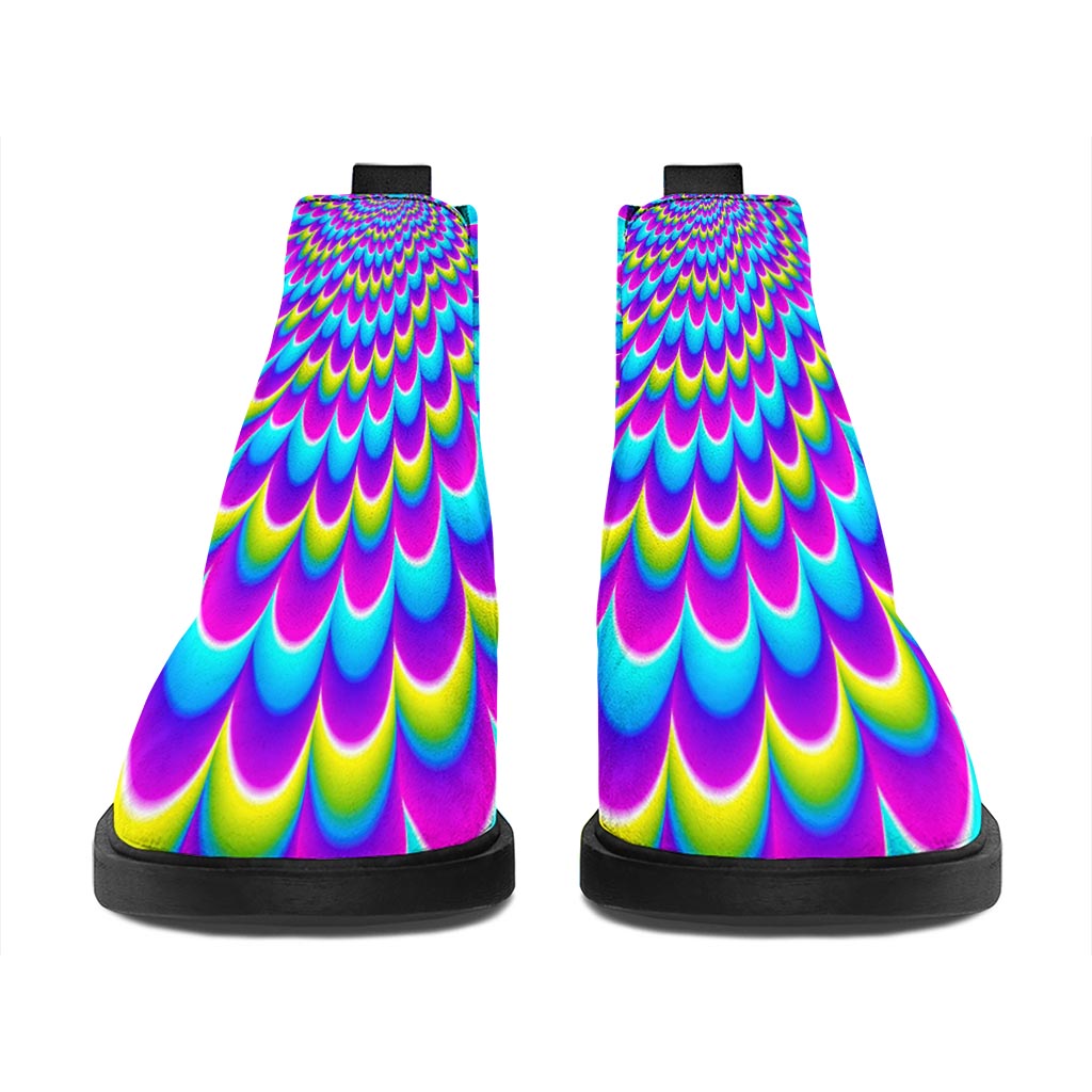 Abstract Dizzy Moving Optical Illusion Flat Ankle Boots