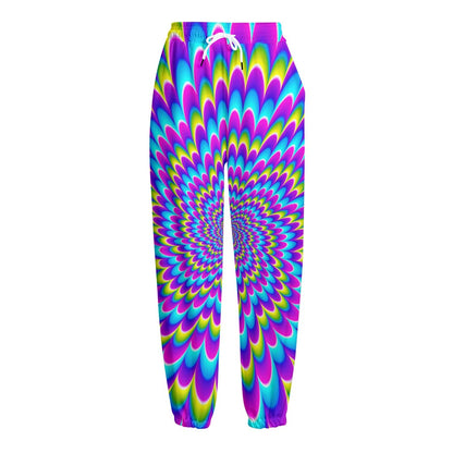 Abstract Dizzy Moving Optical Illusion Fleece Lined Knit Pants