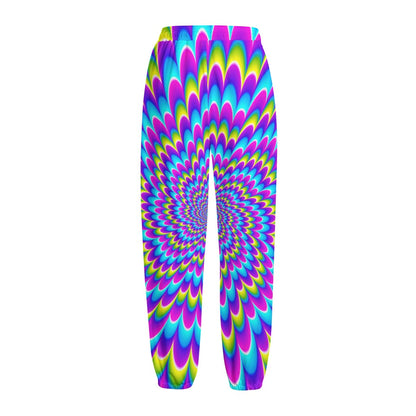 Abstract Dizzy Moving Optical Illusion Fleece Lined Knit Pants