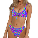 Abstract Dizzy Moving Optical Illusion Front Bow Tie Bikini