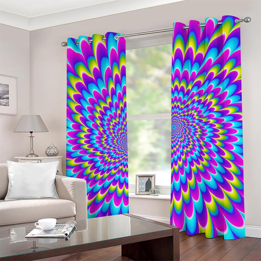 Abstract Dizzy Moving Optical Illusion Grommet Curtains