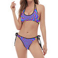 Abstract Dizzy Moving Optical Illusion Halter Scoop Tie Side Bikini