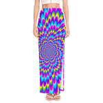 Abstract Dizzy Moving Optical Illusion High Slit Maxi Skirt