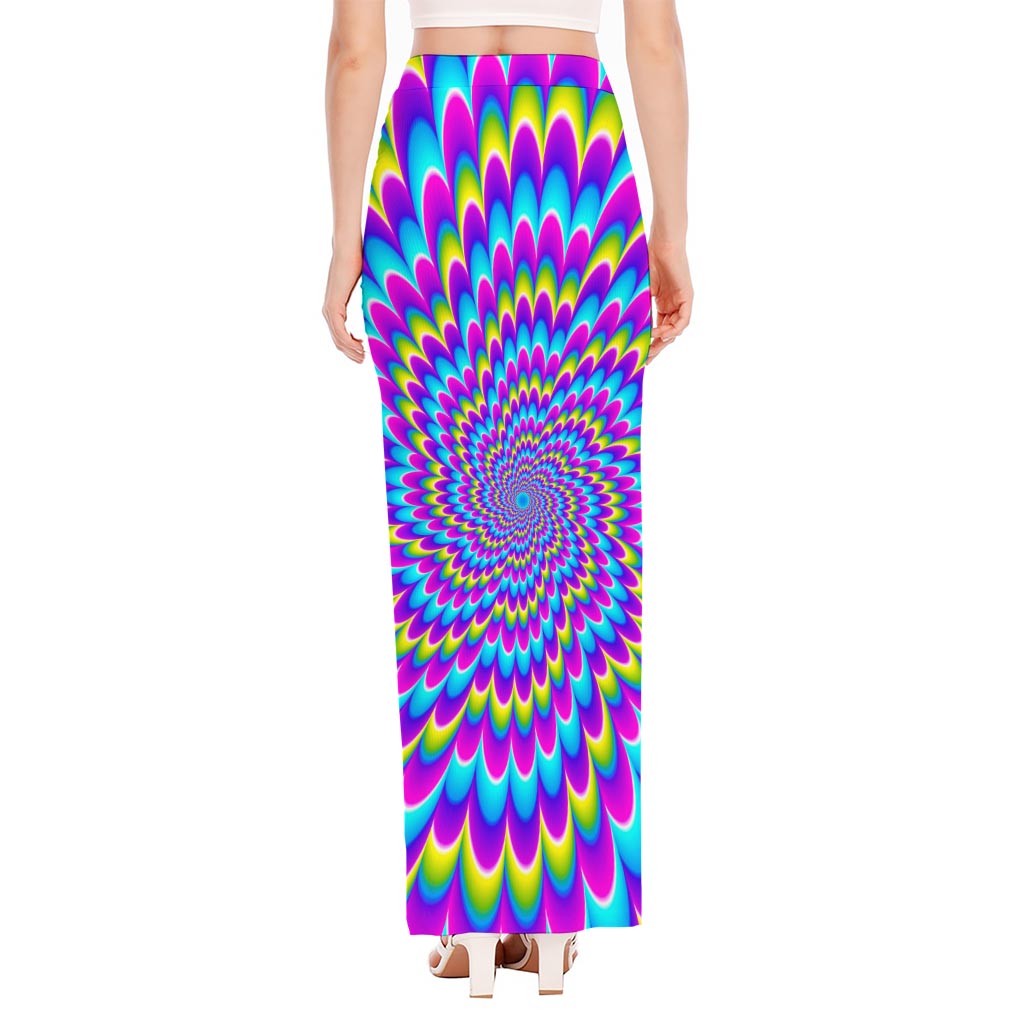 Abstract Dizzy Moving Optical Illusion High Slit Maxi Skirt