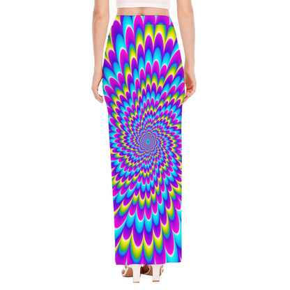 Abstract Dizzy Moving Optical Illusion High Slit Maxi Skirt