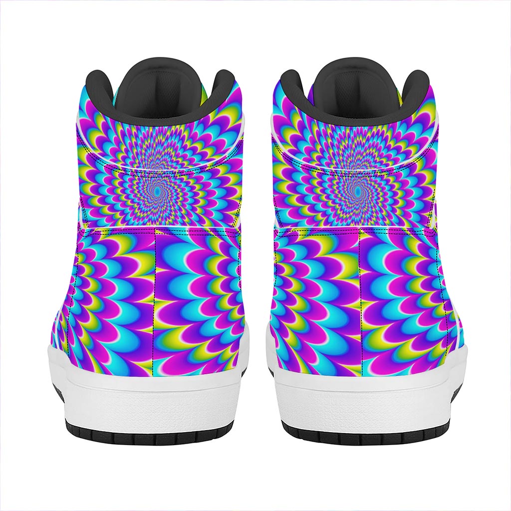 Abstract Dizzy Moving Optical Illusion High Top Leather Sneakers
