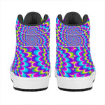 Abstract Dizzy Moving Optical Illusion High Top Leather Sneakers