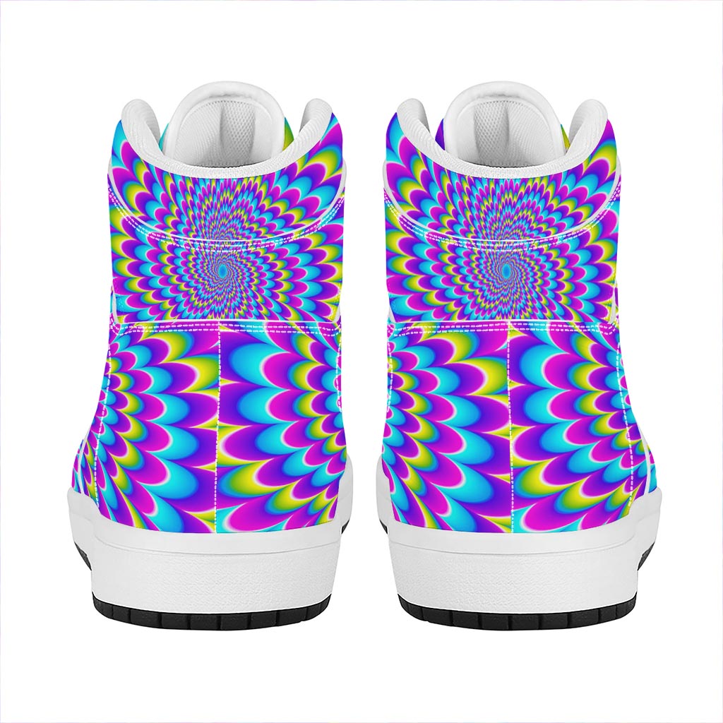 Abstract Dizzy Moving Optical Illusion High Top Leather Sneakers