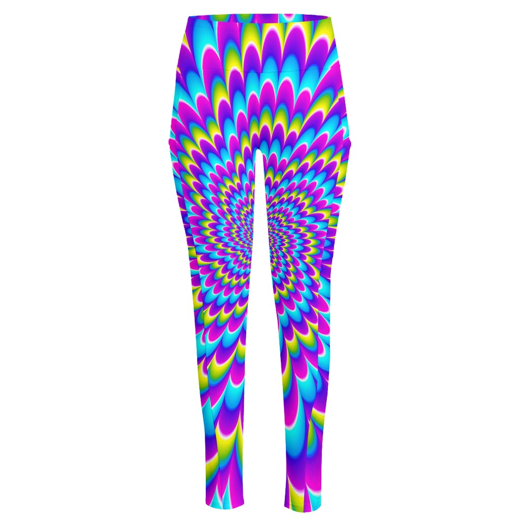 Abstract Dizzy Moving Optical Illusion High-Waisted Pocket Leggings