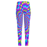 Abstract Dizzy Moving Optical Illusion High-Waisted Pocket Leggings
