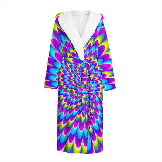 Abstract Dizzy Moving Optical Illusion Hooded Bathrobe