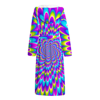 Abstract Dizzy Moving Optical Illusion Hooded Bathrobe