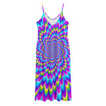 Abstract Dizzy Moving Optical Illusion Jersey Midi Cami Dress