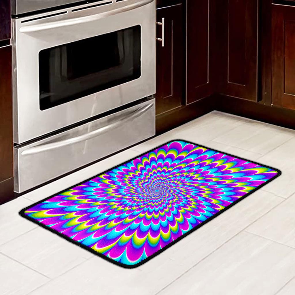 Abstract Dizzy Moving Optical Illusion Kitchen Mat