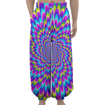 Abstract Dizzy Moving Optical Illusion Lantern Pants
