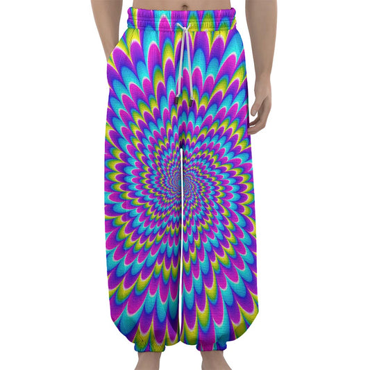Abstract Dizzy Moving Optical Illusion Lantern Pants