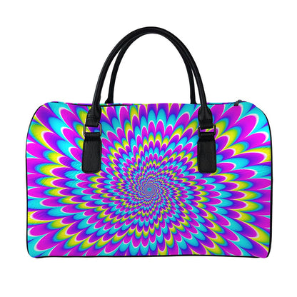 Abstract Dizzy Moving Optical Illusion Leather Duffle Bag