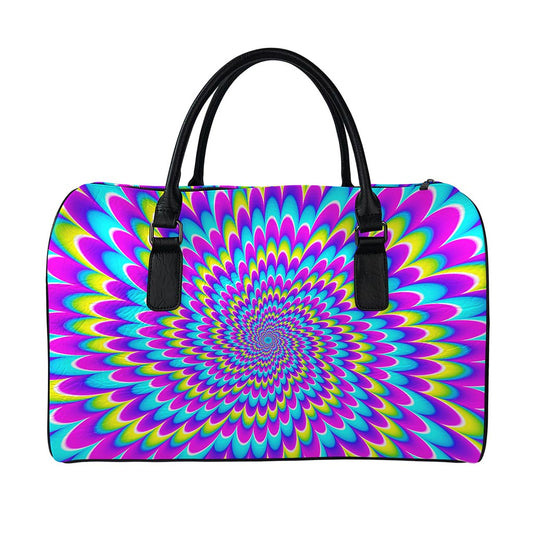 Abstract Dizzy Moving Optical Illusion Leather Duffle Bag