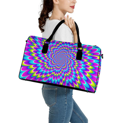 Abstract Dizzy Moving Optical Illusion Leather Duffle Bag