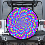 Abstract Dizzy Moving Optical Illusion Leather Spare Tire Cover