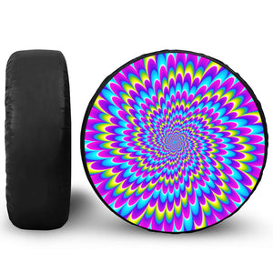 Abstract Dizzy Moving Optical Illusion Leather Spare Tire Cover