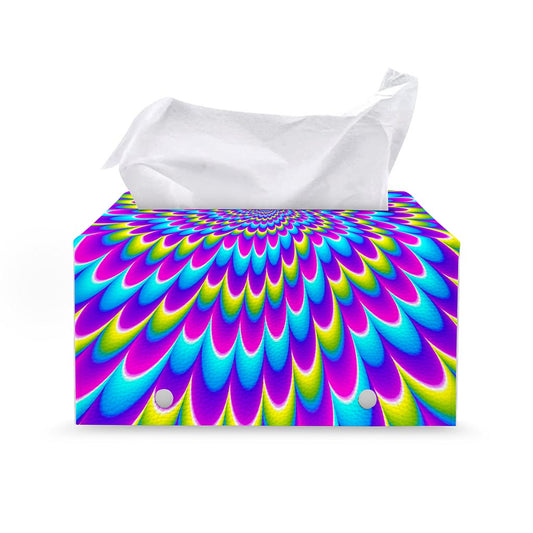 Abstract Dizzy Moving Optical Illusion Leather Tissue Box Cover