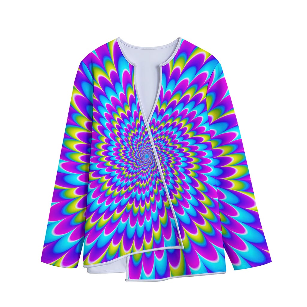 Abstract Dizzy Moving Optical Illusion Long Sleeve Short Coat