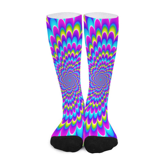 Abstract Dizzy Moving Optical Illusion Long Socks