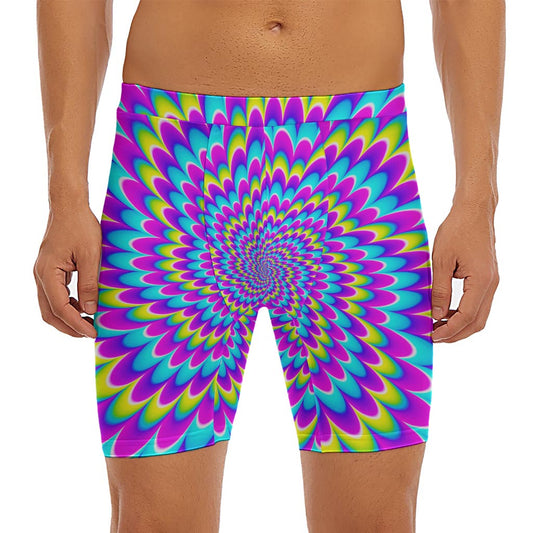 Abstract Dizzy Moving Optical Illusion Men's Long Boxer Briefs