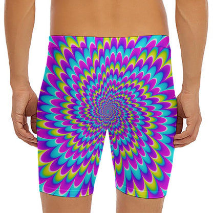 Abstract Dizzy Moving Optical Illusion Men's Long Boxer Briefs
