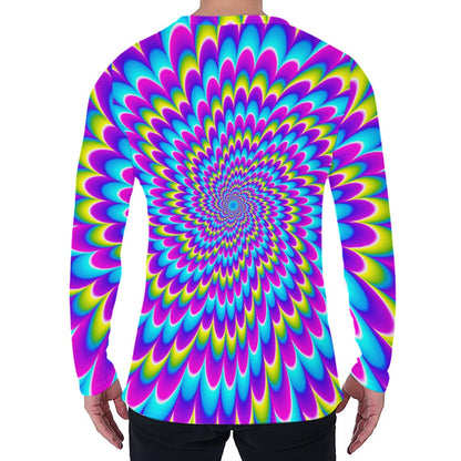 Abstract Dizzy Moving Optical Illusion Men's Long Sleeve T-Shirt