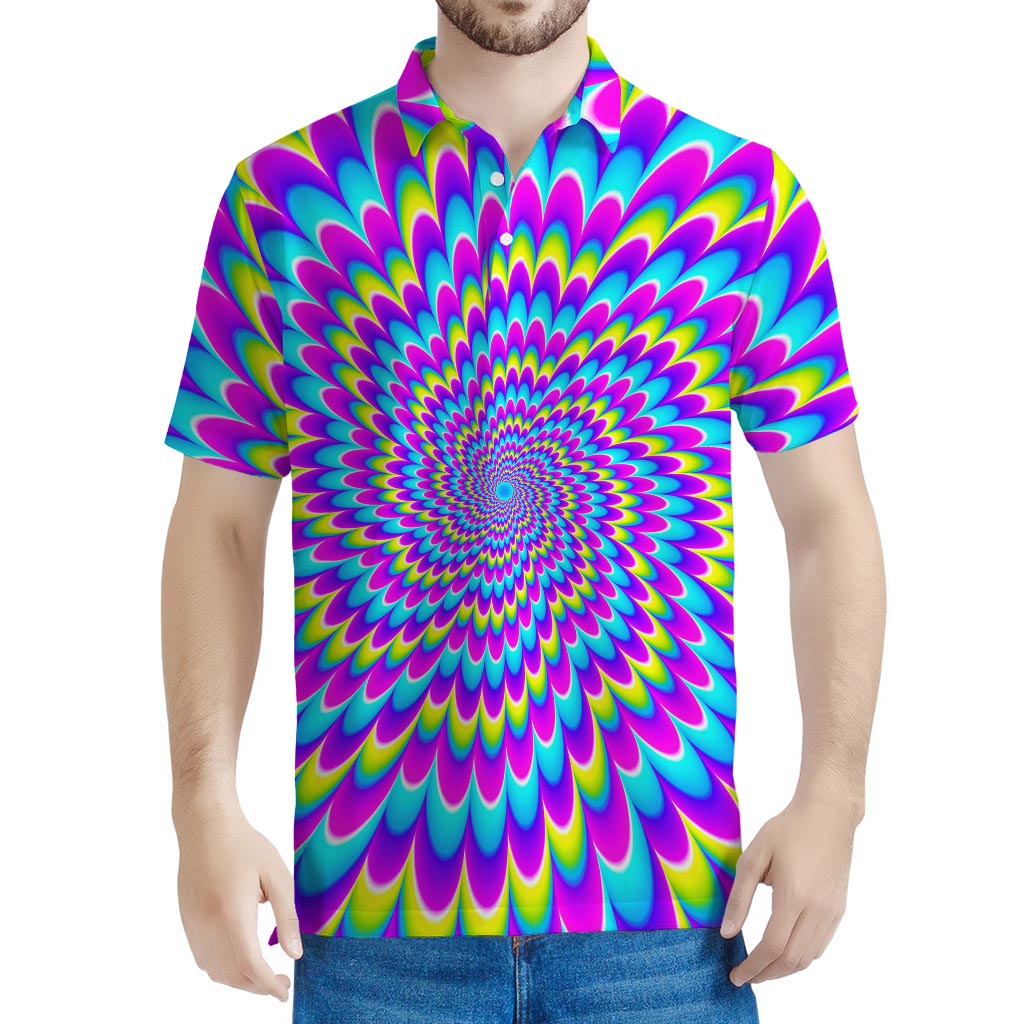 Abstract Dizzy Moving Optical Illusion Men's Polo Shirt