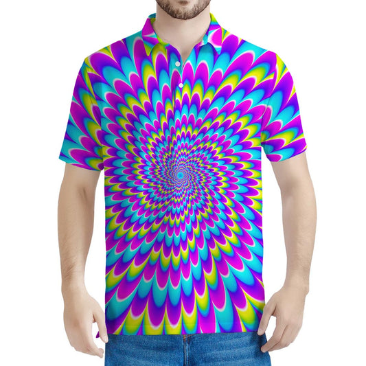 Abstract Dizzy Moving Optical Illusion Men's Polo Shirt