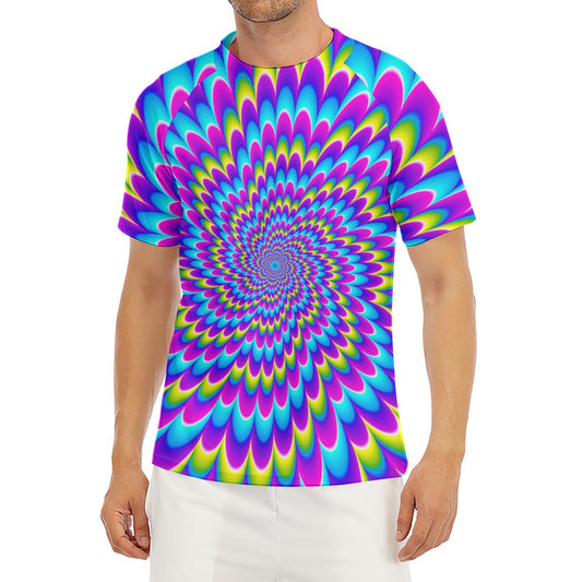 Abstract Dizzy Moving Optical Illusion Men's Short Sleeve Rash Guard