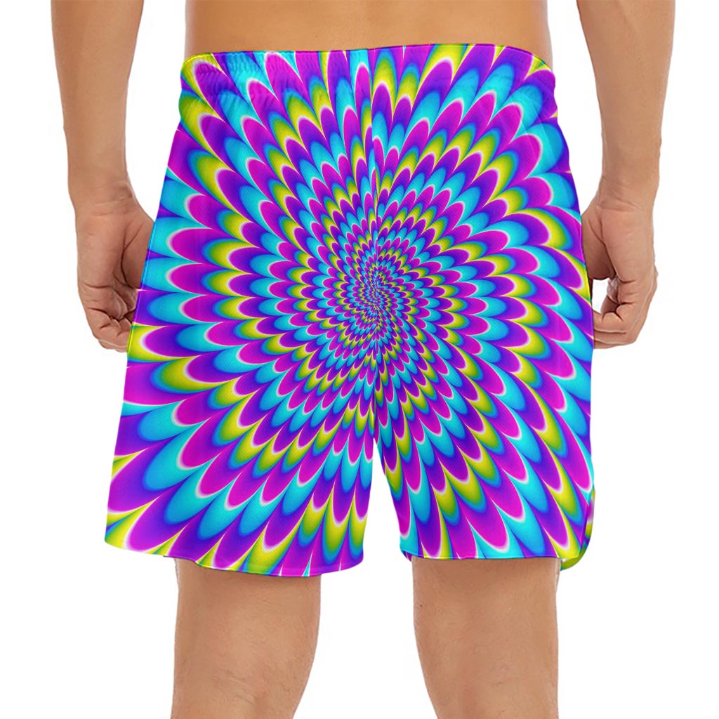 Abstract Dizzy Moving Optical Illusion Men's Split Running Shorts